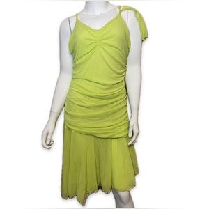VTG 90s Thalia Sodi Lime Green Neon Bodycon Midi Dress - Mesh Material